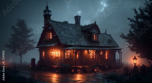 Haunted house at night [AI Generated]