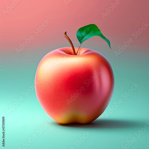 Fresh red apple. Healthy diet concept. Food illustration.
