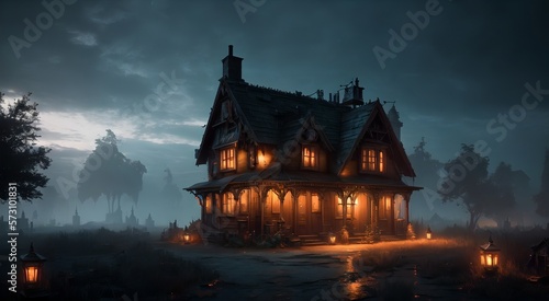 Haunted house at night [AI Generated]