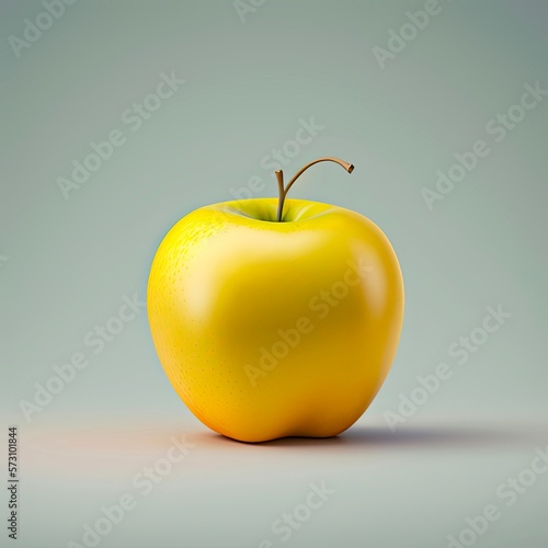 Fresh yellow apple. Healthy diet concept. Food illustration.