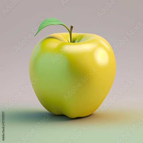 Fresh yellow apple. Healthy diet concept. Food illustration.