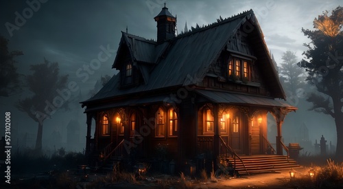 Haunted house at night [AI Generated]
