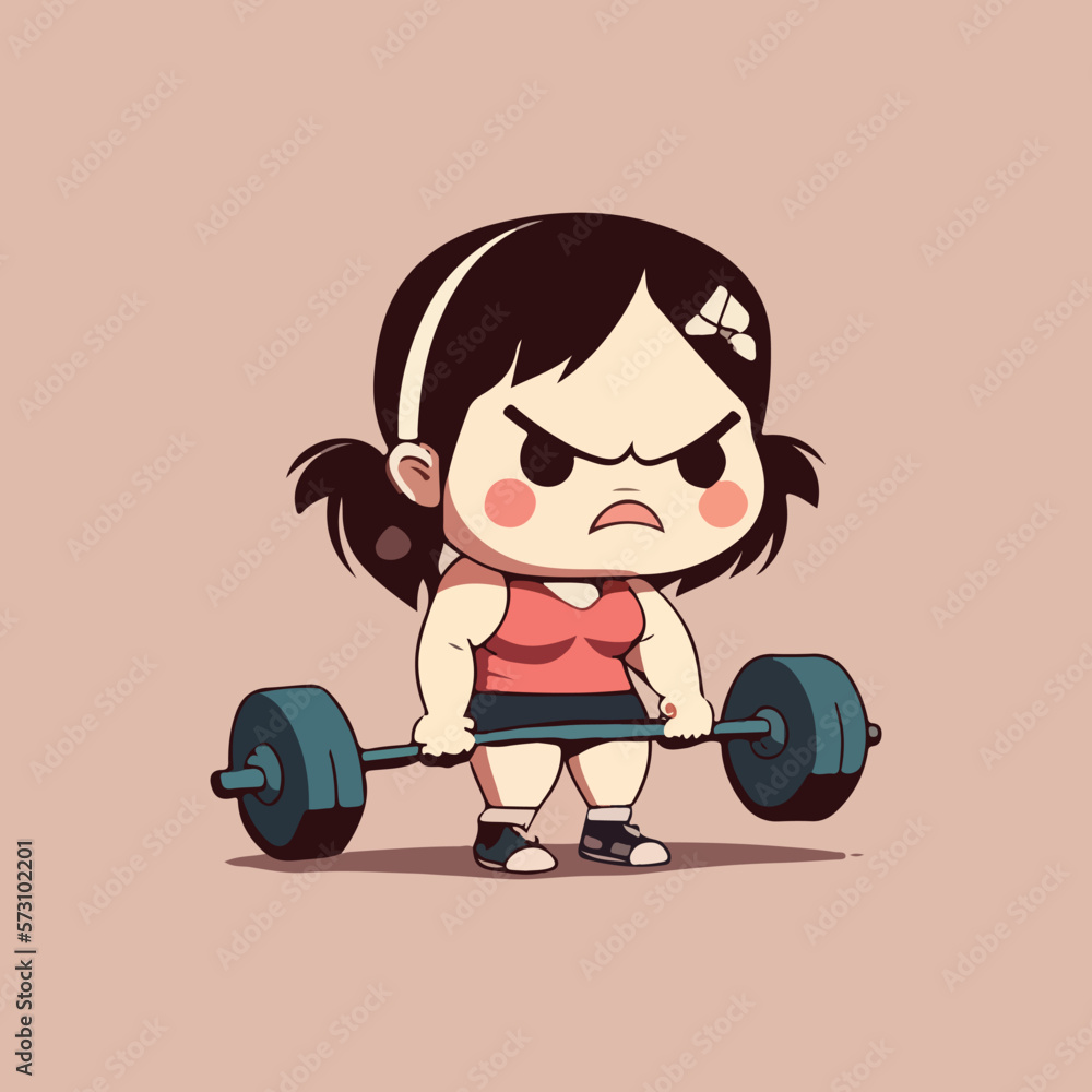 Chinese women lift weights in isolated background