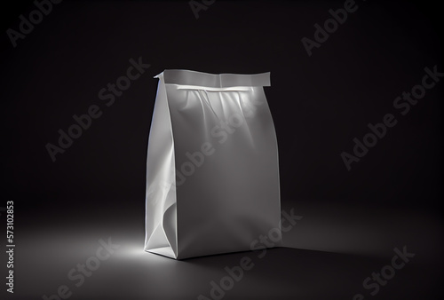 white paper bag isolated on black, generative ai