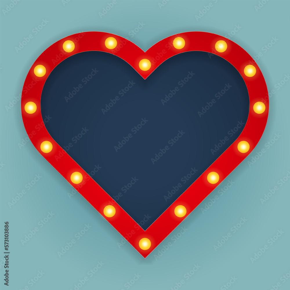Heart shape retro lights. - Vector. Heart shape retro lights. - Vector.