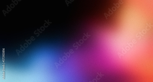 Vibrant color gradient on black background, abstract purple orange blue black banner, blurry colorful poster design