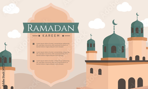 Ramadan background with mosque in flat style. - Vector.