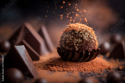 Chocolate bonbon with generative AI technology photo