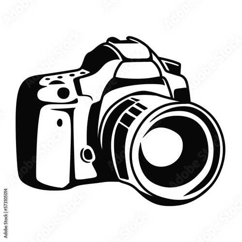 simple right facing dslr camera symbol logo