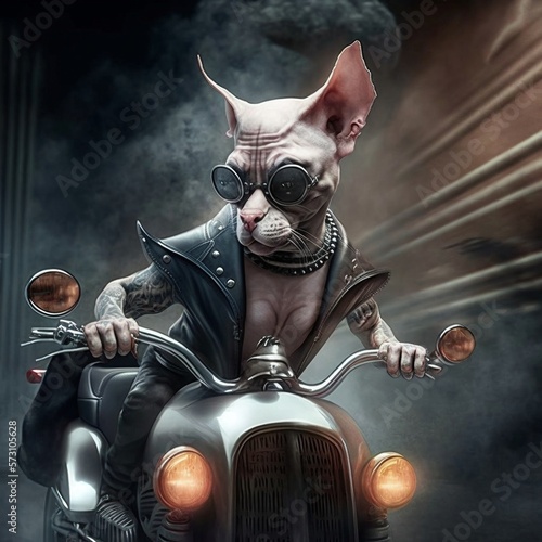 Sphinx Cat Motorcycle Leather Vest