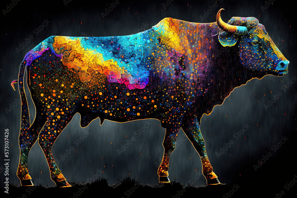 Cow Happy Holi colorful background. Festival of colors, colorful