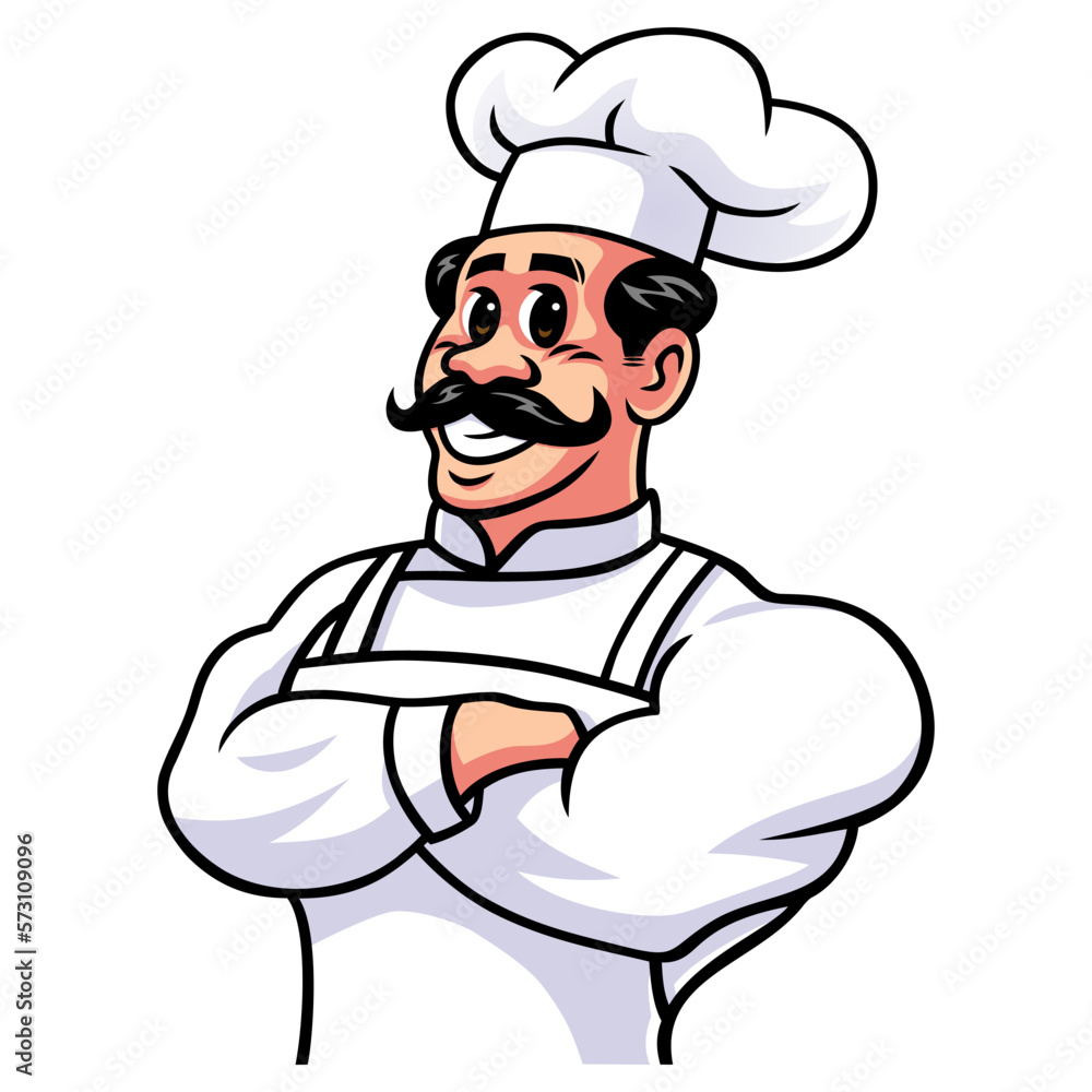 Chef Healthy Crossed Arm Mascot Cartoon Logo Design Vector Chef Healthy Crossed Arm Mascot Cartoon Logo Design Vector