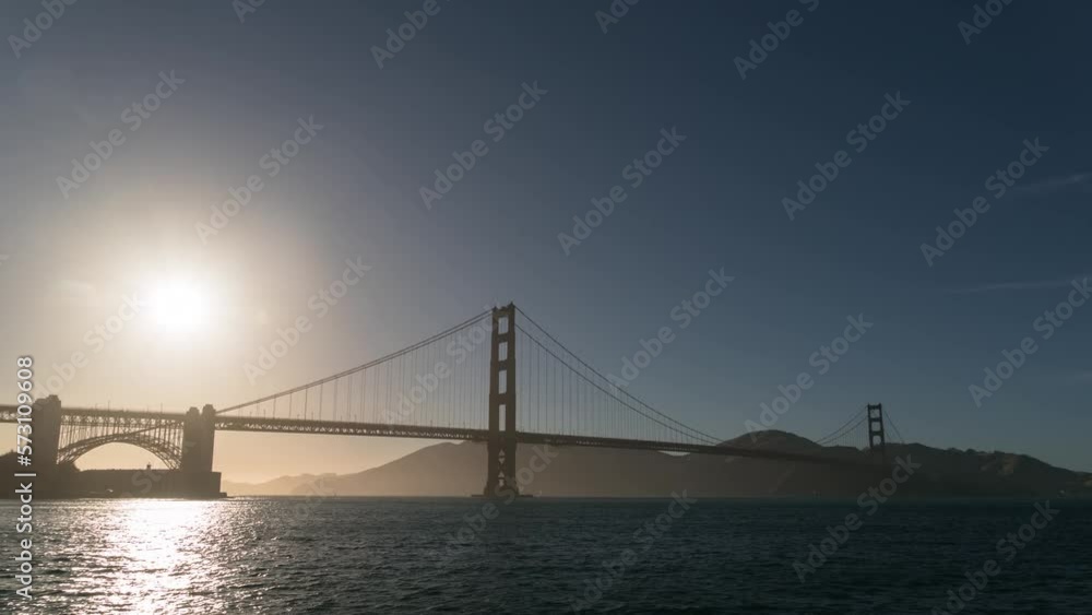 Sunset time lapse of the Golden Gate Bridge in San Francisco, California. Sunset time lapse of the Golden Gate Bridge in San Francisco, California.