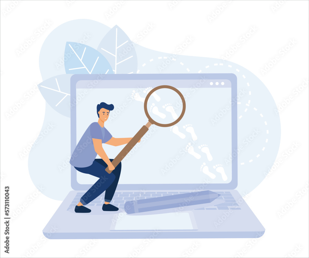Tracking A Visitor Using Computer Vision Website visitor tracking or digital footprint, businessman detective ...