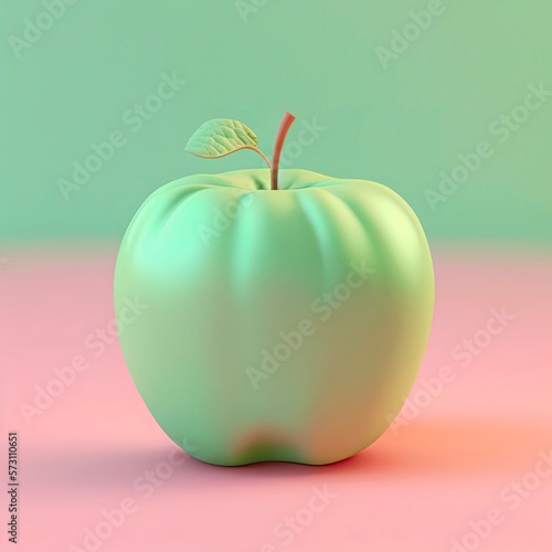 Fresh green apple. Healthy diet concept. Food illustration.