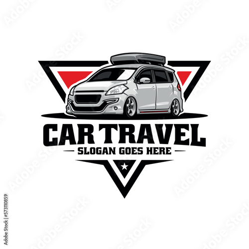 mpv car with roof box illustration logo vector