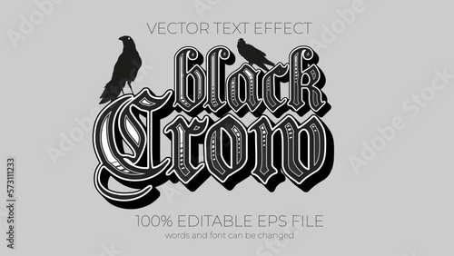 black crow editable text effect style, EPS editable text effect