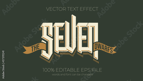 Photo the seven dwarfs editable text effect style, EPS editable text effect