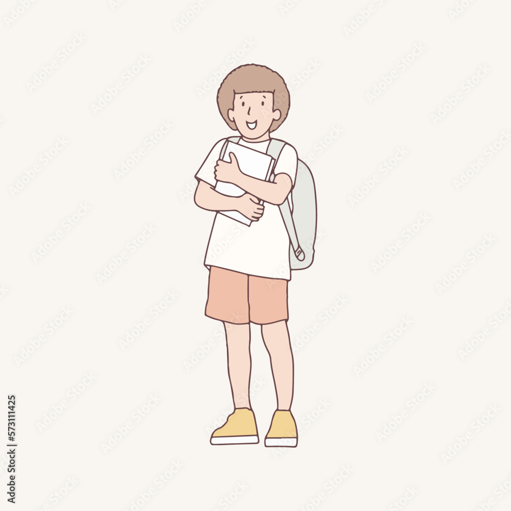 Back to school boy simple korean style illustration Back to school boy simple korean style illustration