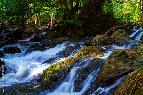 Khlong Lan Waterfall in the rainforest