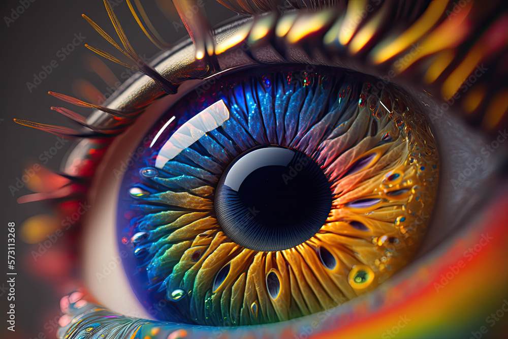 Close up view of human eye, generative AI