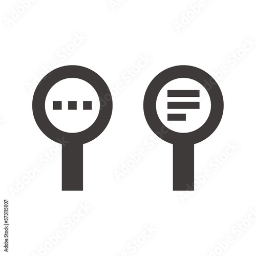 シンプルなルーペアイコンのセット テキスト検索 フラットデザイン