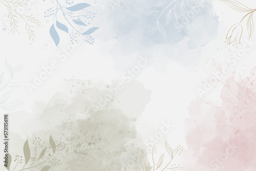 Blank background watercolor with floral abstract wet hand drawn for wallpaper, card greeting, poster, design, cover, invitation. Pastel color