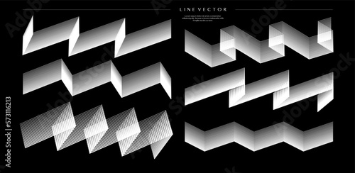 Abstract zig zag wave amplitude sharp line design template set