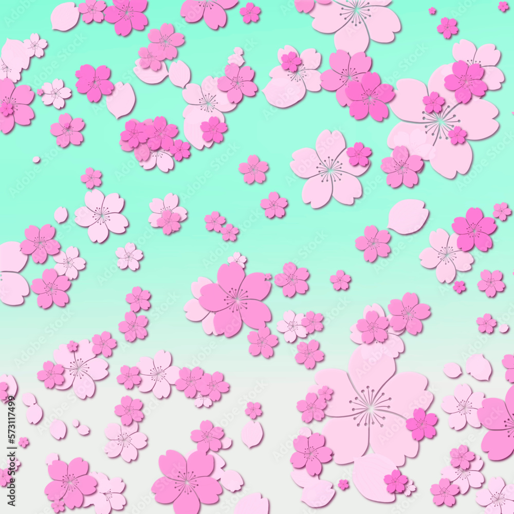 桜の花の壁紙、ピンク色の花の背景イラスト、満開の桜の花模様、ピンク色の花模様、桜吹雪の背景イラスト