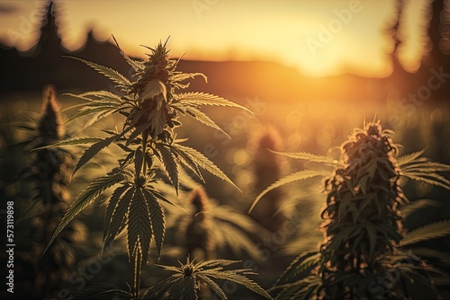 Marijuana plant at outdoor cannabis farm field
