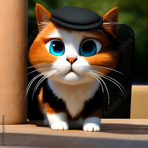 Cat with hat in his had