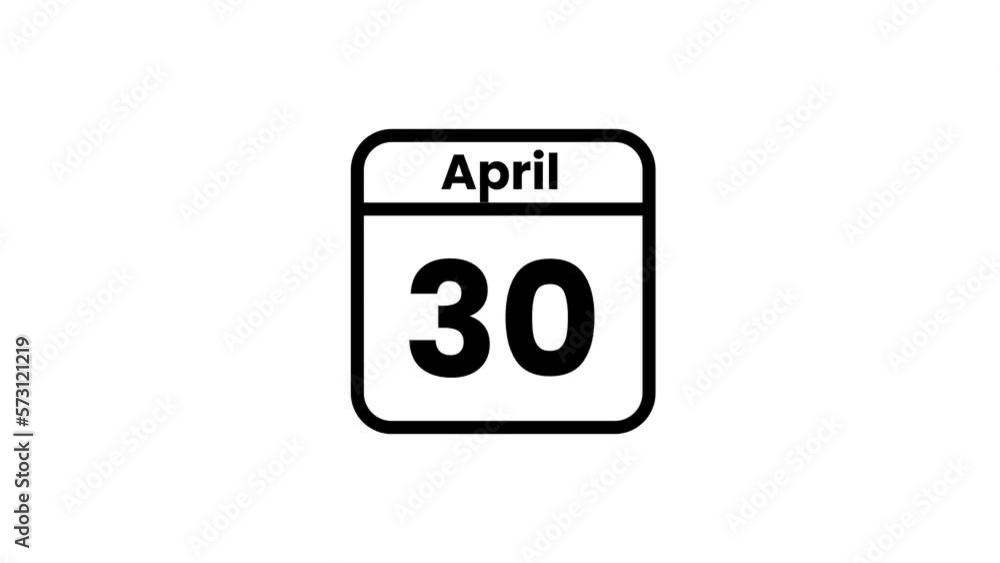 30 April calendar icon animation. Luma matte with transparent background 4K resolution 30 April calendar icon animation. Luma matte with transparent background 4K resolution