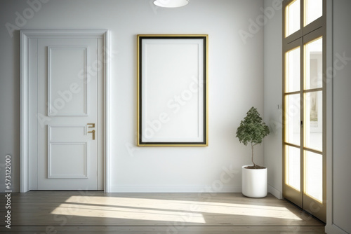 White empty frame hanged in room