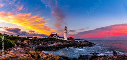 Portland, Maine Lighthouse at Sunset photo