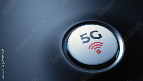 Wallpaper Mural Power button on a dark background. 5G. Communication of the new generation. Copy space. 3D rendering. Illustration. Torontodigital.ca