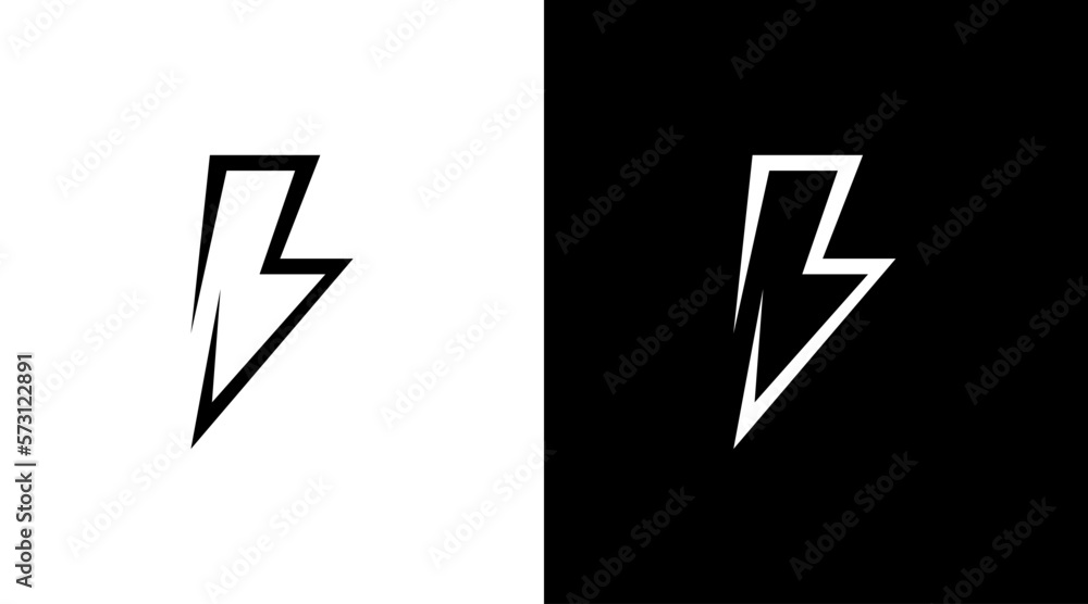 Lightning thunder logo vector black and white icon style Design template Lightning thunder logo vector black and white icon style Design template
