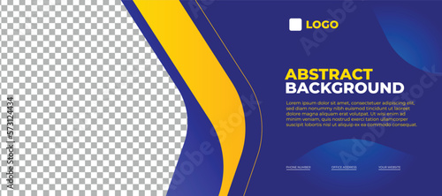 Abstract blue horizontal banner, modern business background template with copy space 