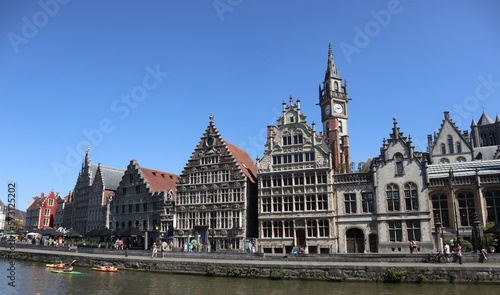 The Graslei in the old town of Ghent  Belgium