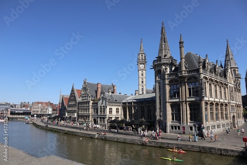 The Graslei in the old town of Ghent  Belgium