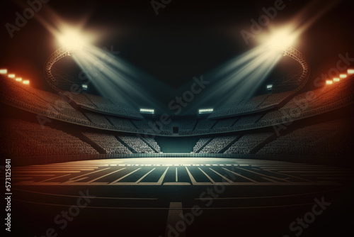 background of a dark stadium with lights , ai generated photo