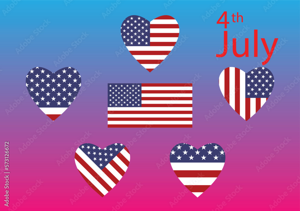 American flag in Heart icon design. Symbol of Independence Day. Patriotic Stickers for 4th of July. Love USA concept. American flag in Heart icon design. Symbol of Independence Day. Patriotic Stickers for 4th of July. Love USA concept.