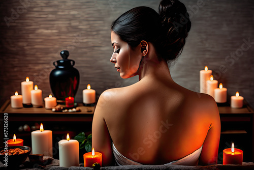 woman relaxing in spa salon , ai generates photo