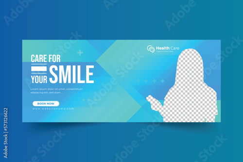 Dental care social media cover and web banner design template