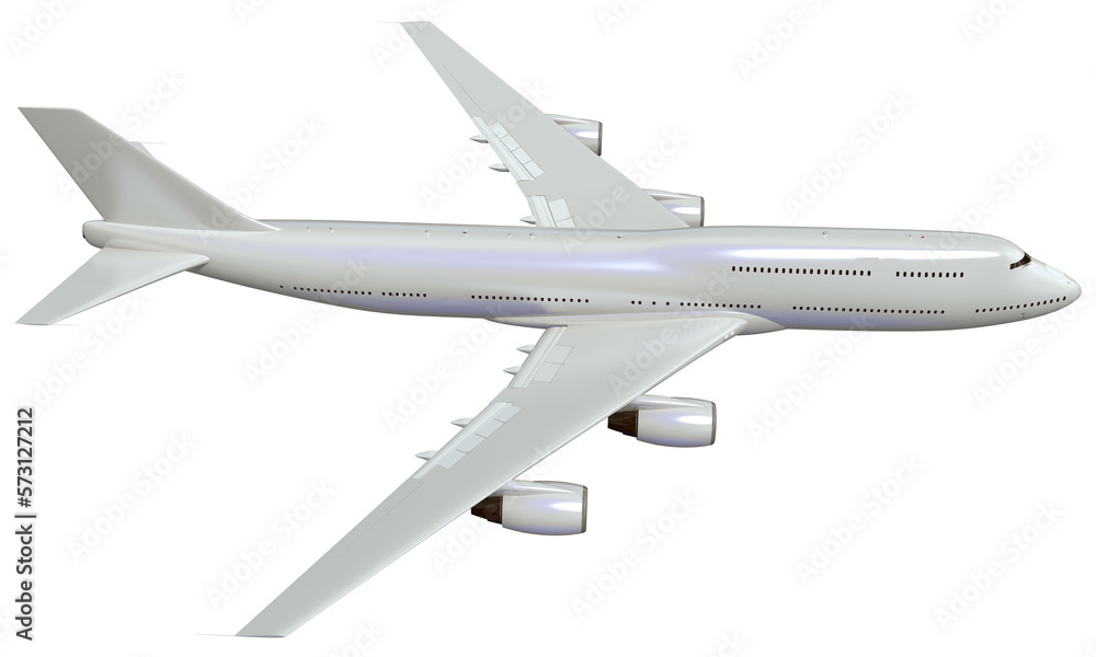 Aircraft 3D rendering airplane on white background