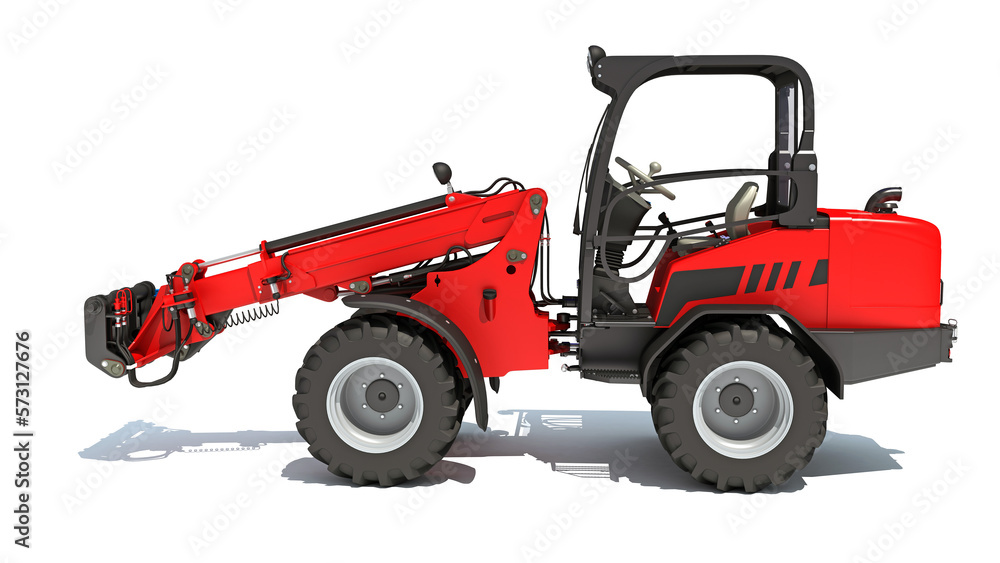 Telescopic Wheel Loader 3D rendering on white background Telescopic Wheel Loader 3D rendering on white background