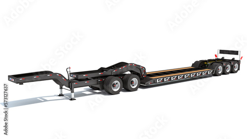 Low Loader Platform Trailer 3D rendering on white background photo