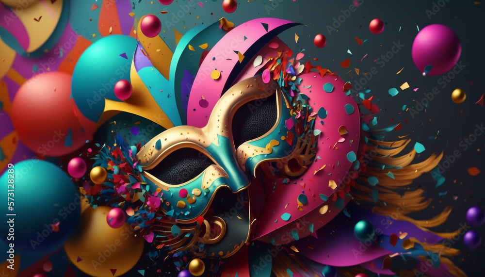 A festive carnival with colorful floats and falling confetti AI Generative A festive carnival with colorful floats and falling confetti AI Generative
