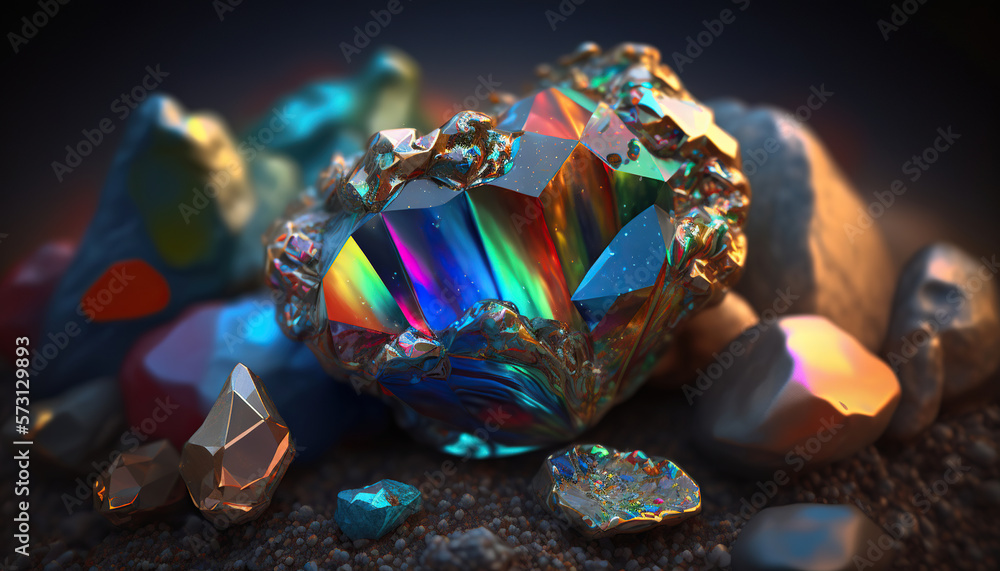 Texture of gemstone with rainbow effect, generative Ai Texture of gemstone with rainbow effect, generative Ai