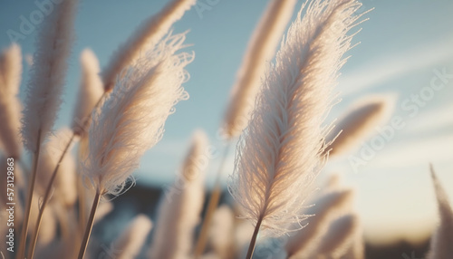 Pampas grass outdoor in light pastel colors, generative Ai