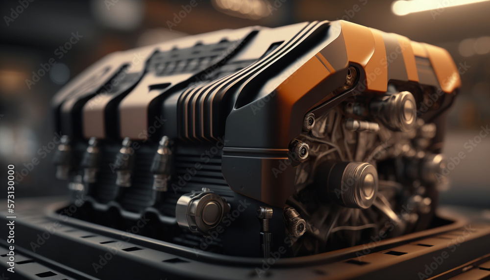 Fototapeta premium The powerful engine of a car, generative Ai